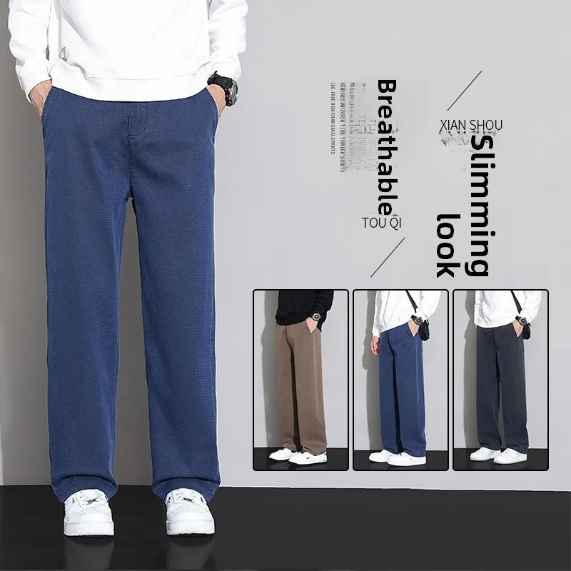 Jean Homme Loose Fit Jambe Large – Taille Élastique Tencel Casual