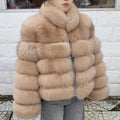 QUEENTINA Winter New Women's Cold Real Fox Fur Coat With Collar Especially Overcoat Leather Female Natural Plus Size 2023 Luxury