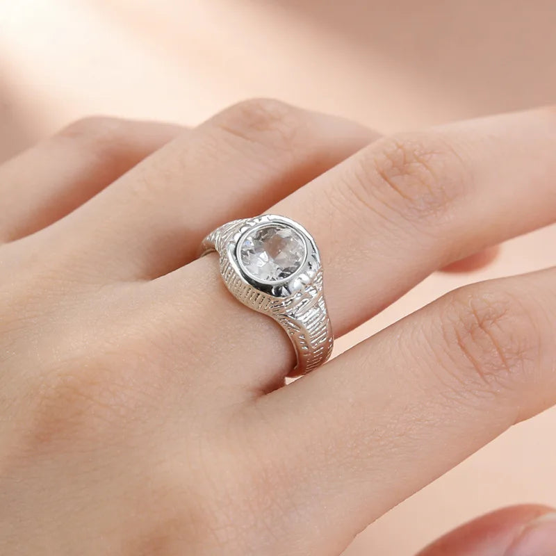 Bague Lotus en Argent Sterling 925 Femme – Texture Rétro & Ajustable | Cadeau Bijou