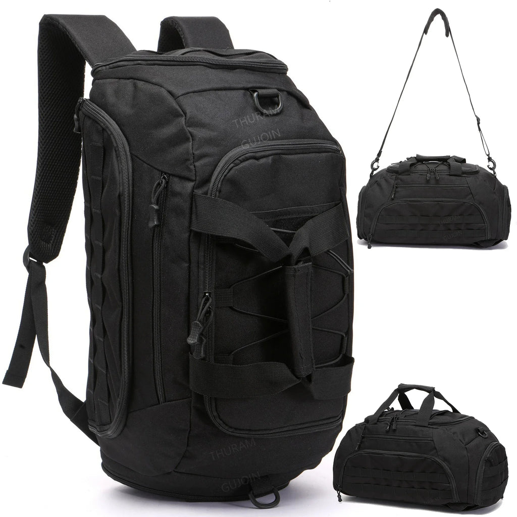 3-in-1 Tactical Gym Backpack with Shoe Compartment Convertible Duffel Sling Bag for Men Women Weekender Overnight Travel Bag