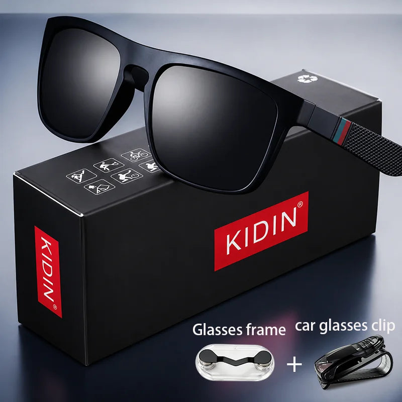 Lunettes de Soleil Polarisées Carrées KIDIN – UV400 Anti-Reflets (Modèle 1025)