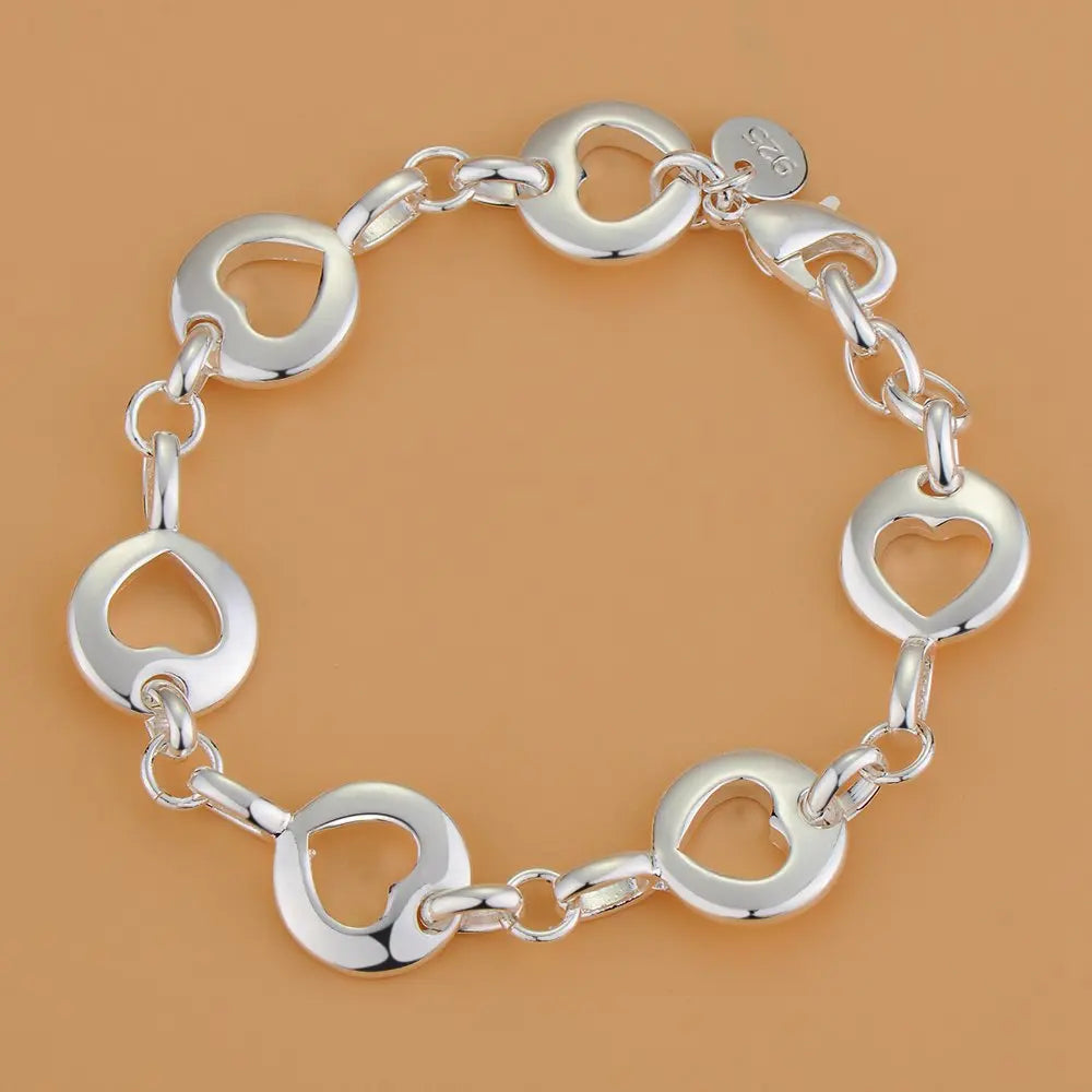 Bracelet Charm en Argent Sterling 925 – Chaîne Perlée Romantique pour Femme