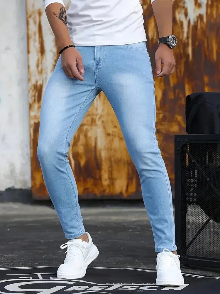 Men's Skinny Stretch Jeans 3 Colors Harajuku Hip-Hop Street Luxe Style Sizes 28-38