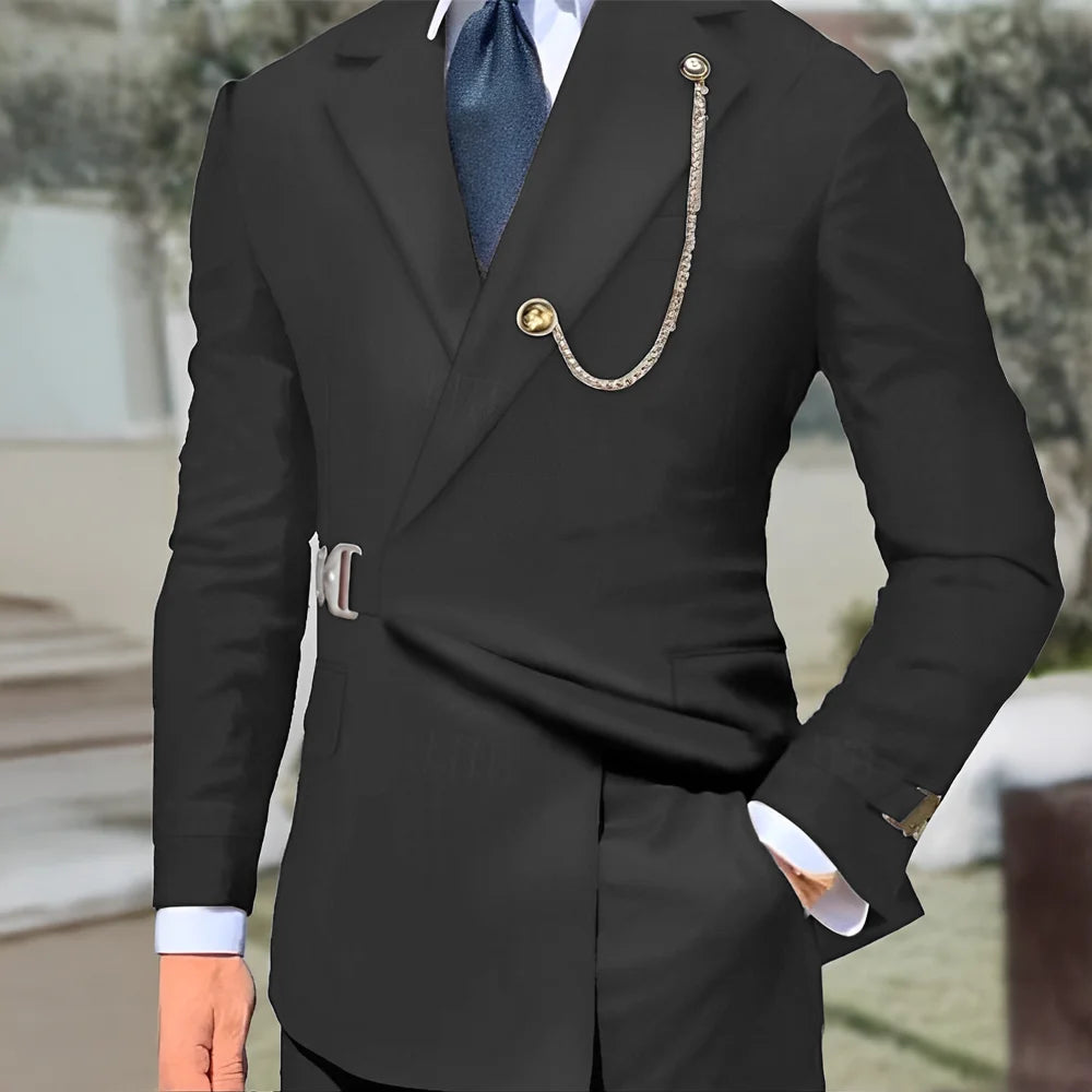 New Men's Suit 2-piece Business Formal Blazer Double-breasted Design Groom Tuxedo for Wedding XS-5XL Outfit