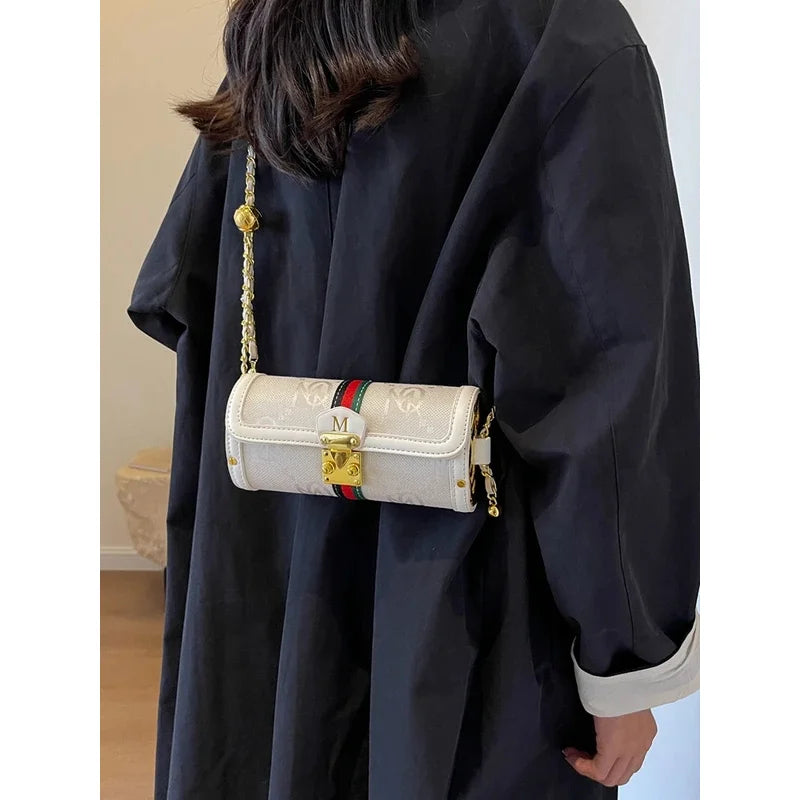 Retro Special Chain Strap Cylinder Bag Women's Bag Versatile Shoulder Crossbody Bag messenger bag
