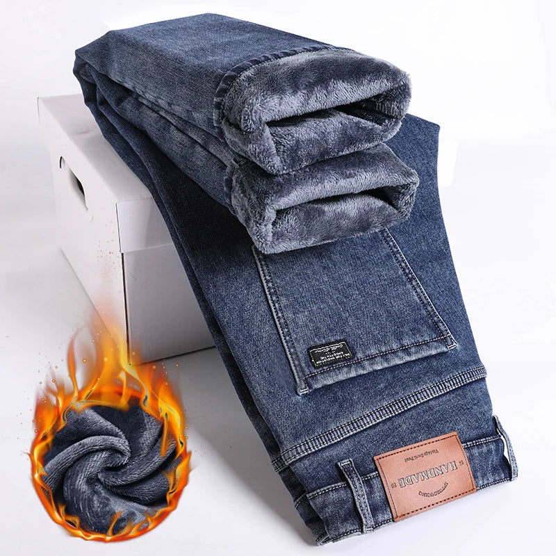 Jean Molletonné Homme Hiver – Coupe Droite Slim Chaud Polaire | 3 Coloris | Tailles 28-38
