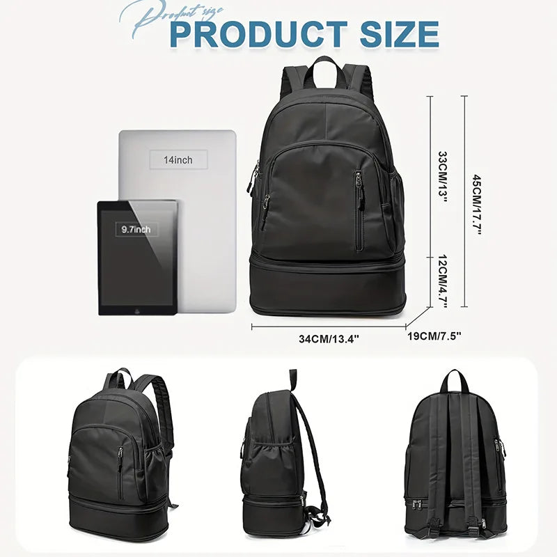 Expandable Gym Fitness Backpack with Shoes Pocket Outdoor Travel Sports Commuting Bag Leisure Business Trip Laptop Schoolbag