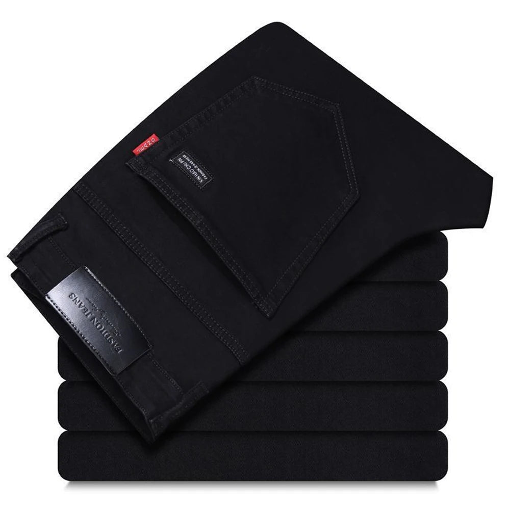 Jean Droit Homme Noir Vintage Business Style Coréen Stretch | Tailles 28-40