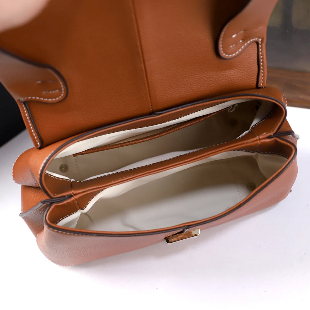 2026 New Retro Simple Handbag Versatile and Elegant Solid Color Shoulder Crossbody Bag Handbag Commuter