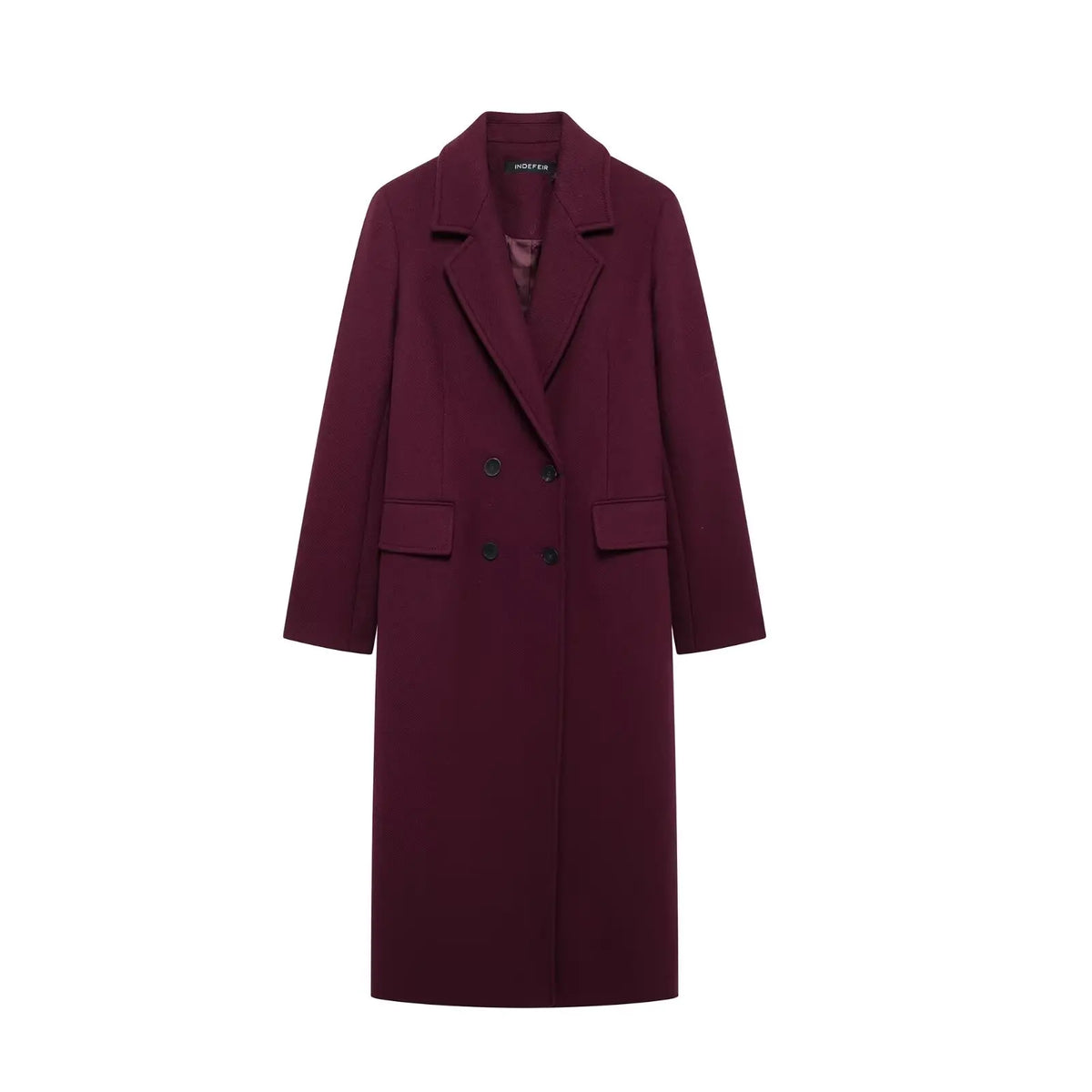 HH – Manteau Long Femme Double Boutonnage, Col Revers, Style High Street Automne-Hiver