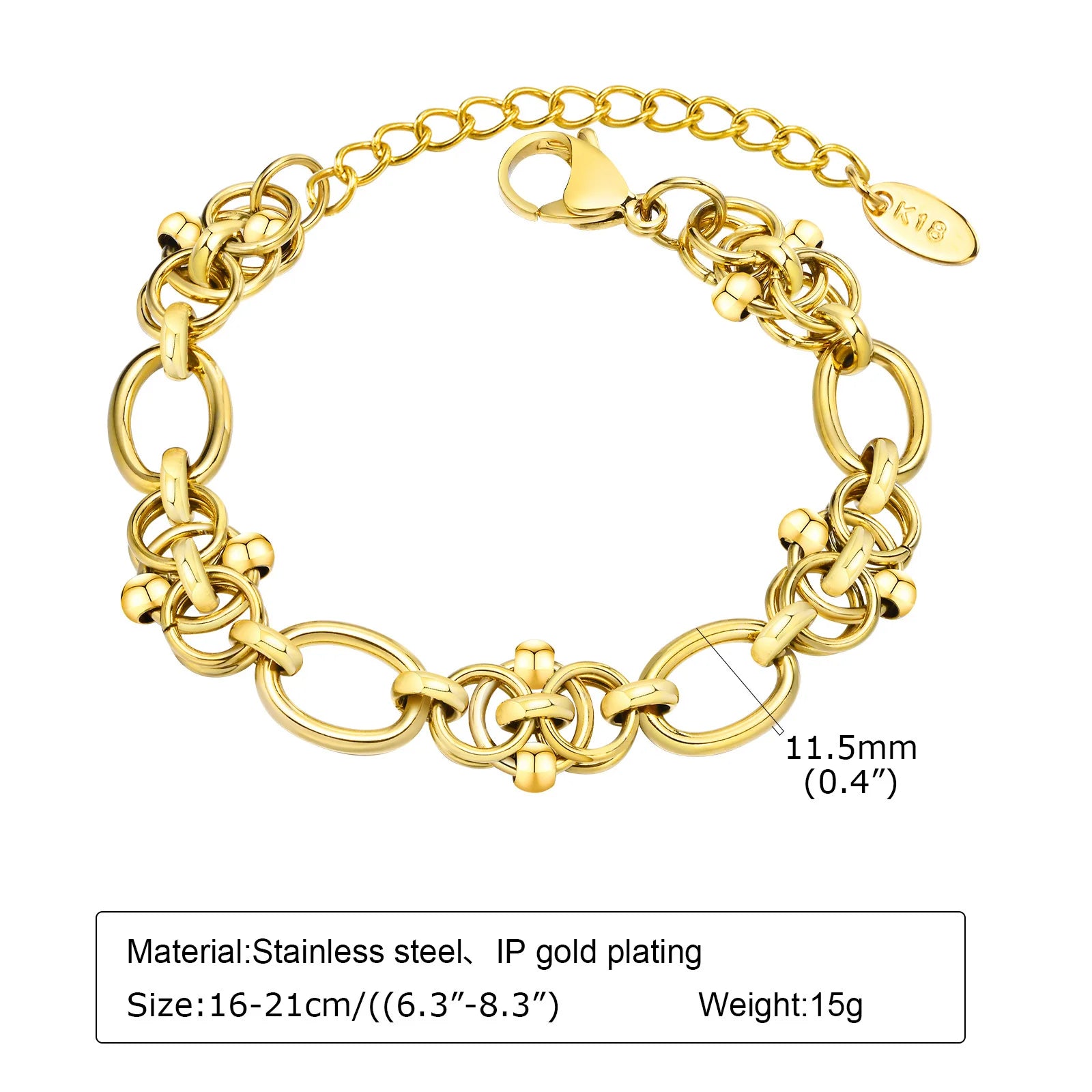 Bracelet Chaîne Acier Inoxydable Plaqué Or – Femme