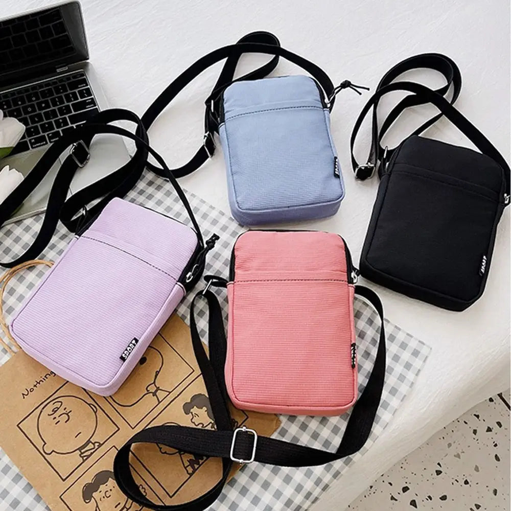 Simple Canvas Zipper Purse Crossbody Bag Handbag Shoulder Bag Phone Bag