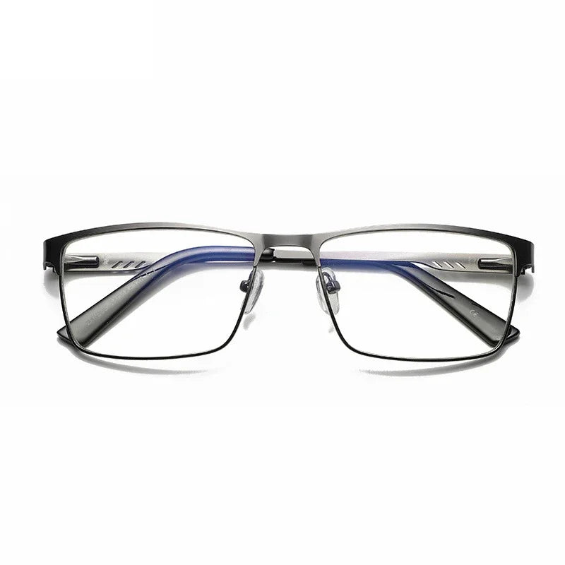 Lunettes de Lecture Carrées en Métal – Anti Lumière Bleue, Branches à Ressort, Mixte