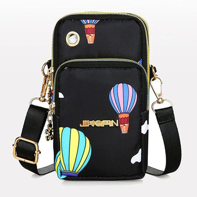 Mobile Phone Crossbody Bags for Women Shoulder Bag Fashion Cell Phone Pouch With Headphone Plug 3 Layer Wallet