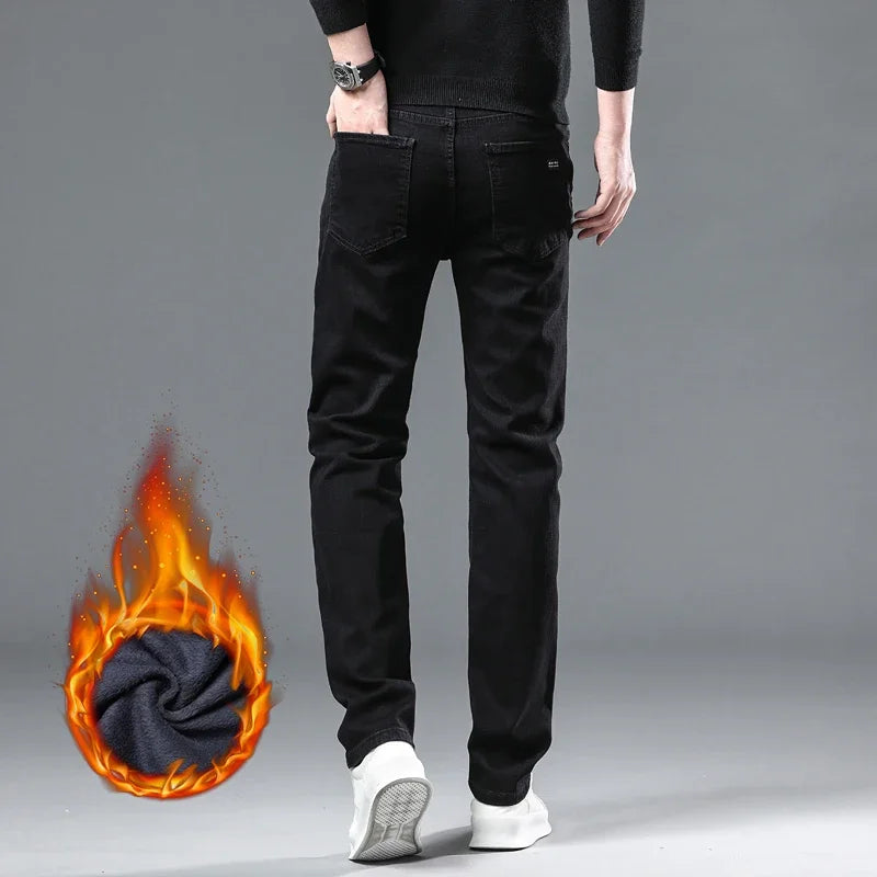 Jean Droit Homme Hiver Doublé Velours 3 Coloris Stretch Grande Taille 28-40