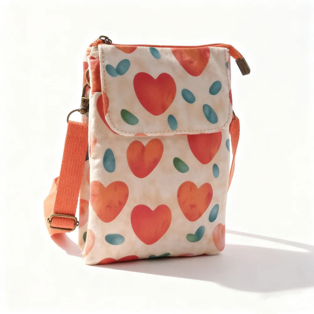 Versatile Print New Oil Painting Series 5-Layer Crossbody Phone Bag Rustic Fabric Women's Handbag Lightweight and Easy-to-Match