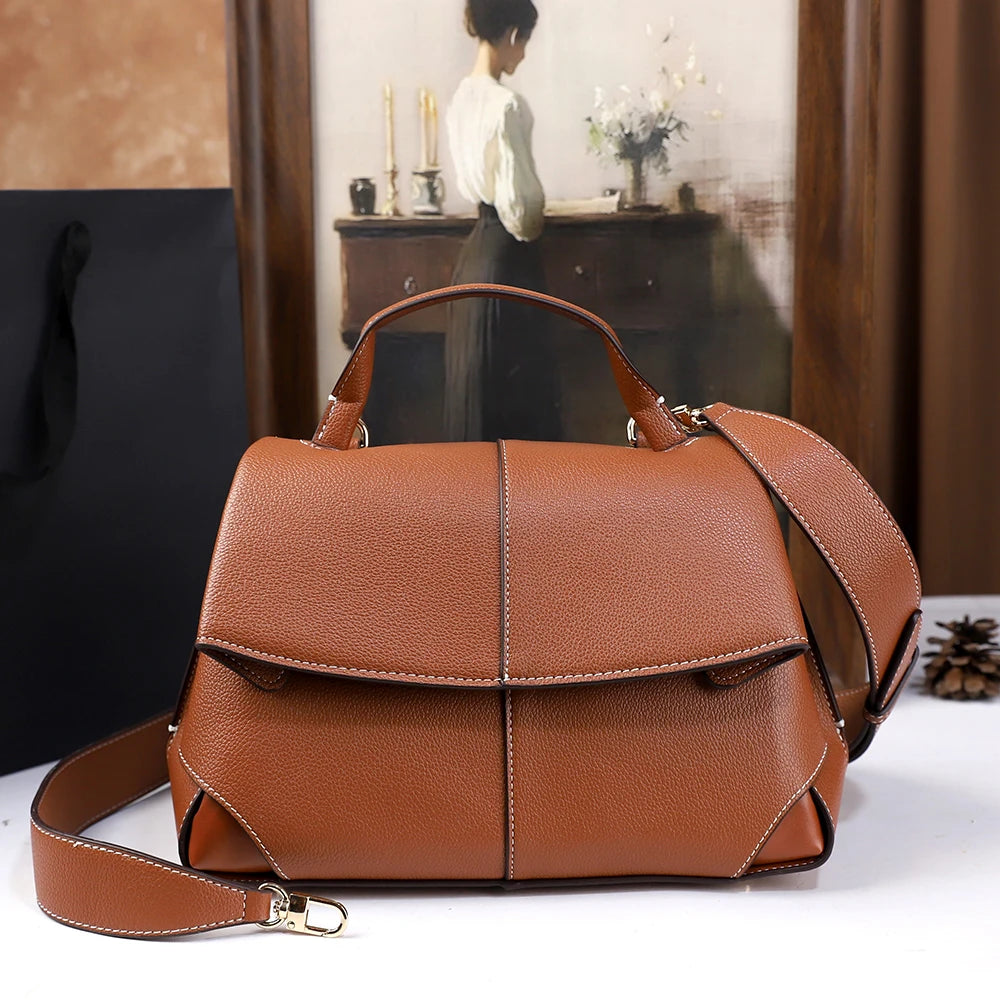 2026 New Retro Simple Handbag Versatile and Elegant Solid Color Shoulder Crossbody Bag Handbag Commuter