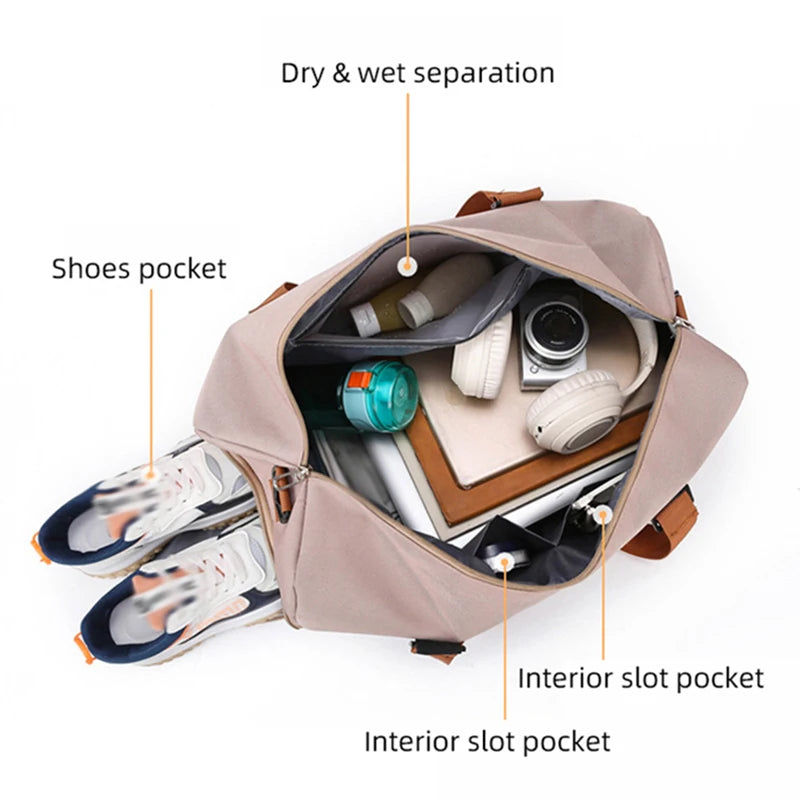 Gym Fitness Bag can Fixable Yoga Mat Sports Duffel Bags with Shoes Pack Outdoor Hiking Camping Handbag Large Luggage Portable