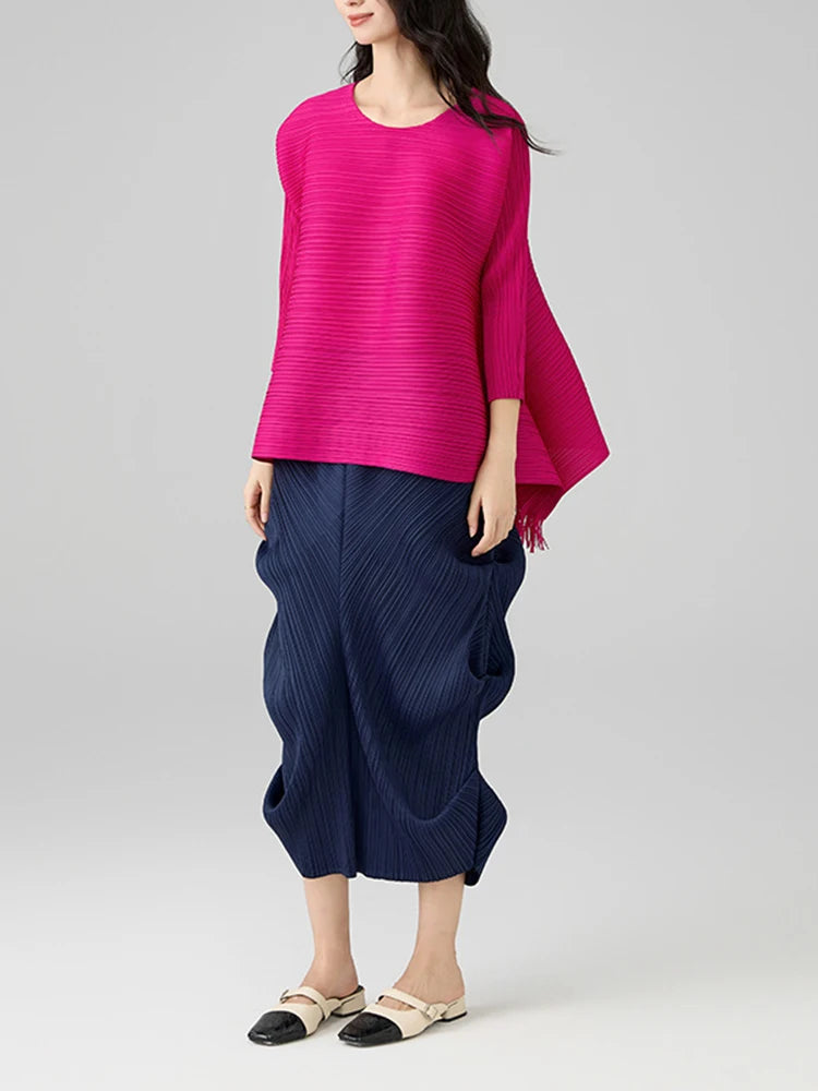 Jupe Plissée A-Line Femme – Taille Élastique, Coupe Ample & Irrégulière