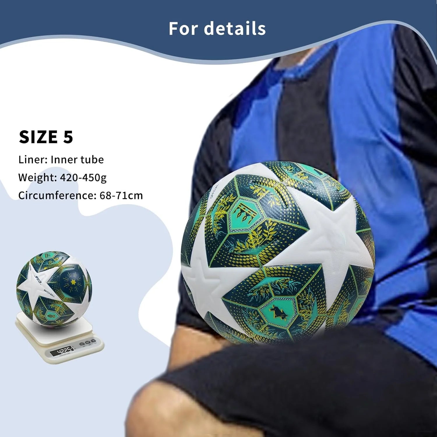 Ballon de Football Professionnel Taille 5 – Couture Thermique, PU Imperméable + Kit Complet d'Accessoires
