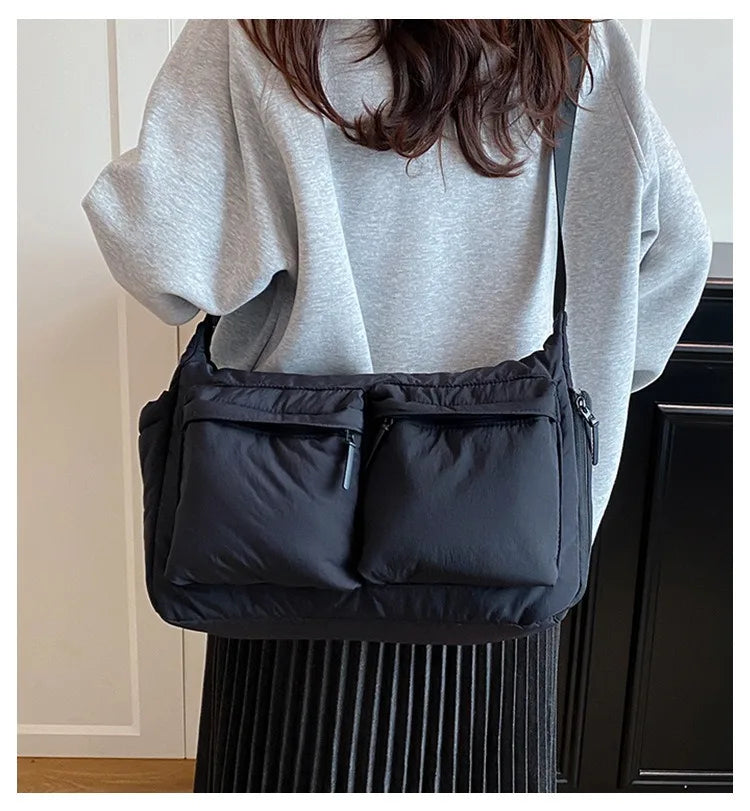Sac Bandoulière Femme en Toile Style Boston Rétro – Grande Capacité, Pendentif Grenouille Optionnel