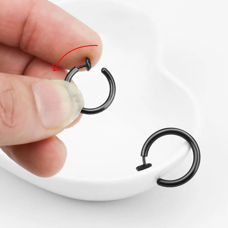 Clips d'Oreilles Créoles SMYXY – Acier Inoxydable Sans Perçage, Style Punk Unisexe 8-16mm