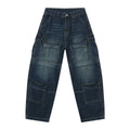 Jean Droit Homme Style Américain – Denim Lavé Multi-Poches Coupe Loose | Bleu