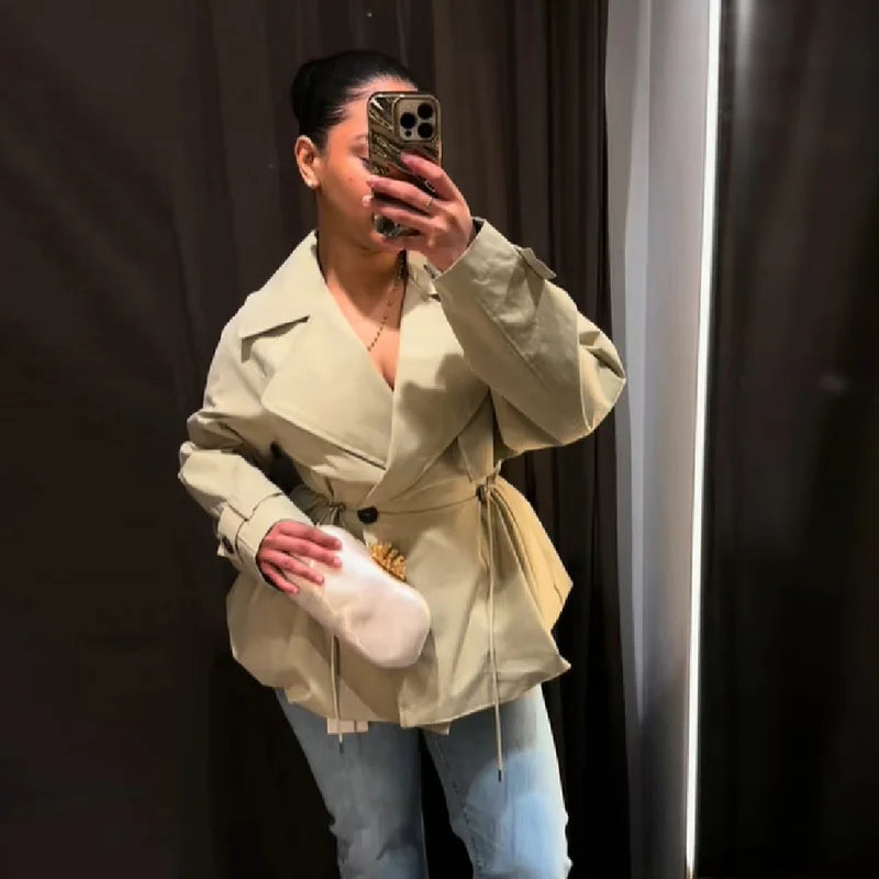 Trench Coat Femme Élégant – Veste Boutonnée Ceinturée Style Coréen | Automne 2026
