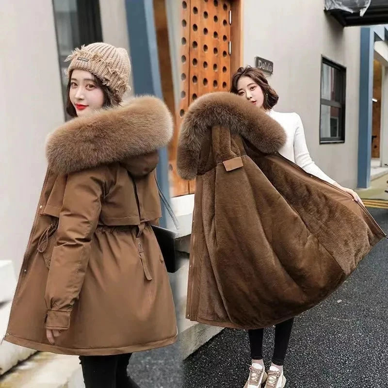 Parka Femme Hiver 2026 – Manteau Matelassé à Capuche Col Fourrure | Chaud & Tendance