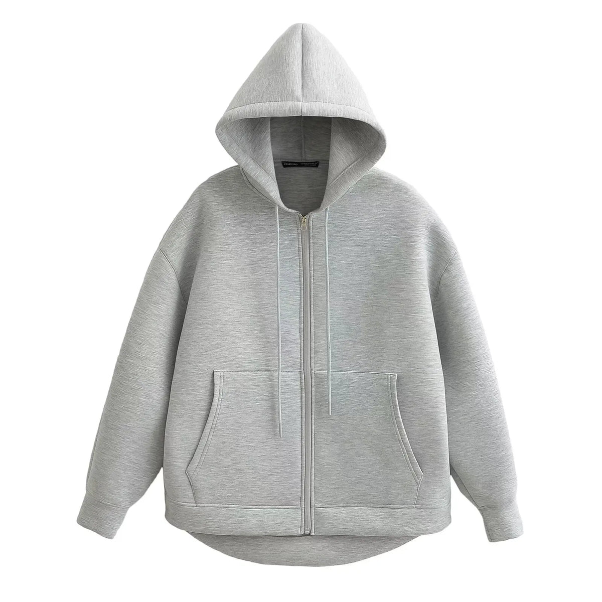 Veste à Capuche Zippée Oversize Femme – Poches Doubles, Style Streetwear