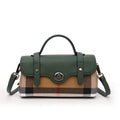 Mini Sac Boston À Carreaux Femme – Toile & Cuir Végétal, Bandoulière & Main