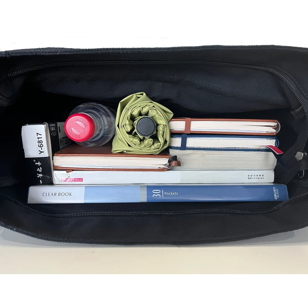 Sac Bandoulière Toile Grande Capacité – Style Rétro Preppy, Mixte, Sac Messenger Étudiant