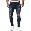 Fashion Street Style Ripped Skinny Jeans für Herren, Vintage-Waschung, unifarbene Denim-Hose, lässige Slim-Fit-Jeans, heiß begehrt