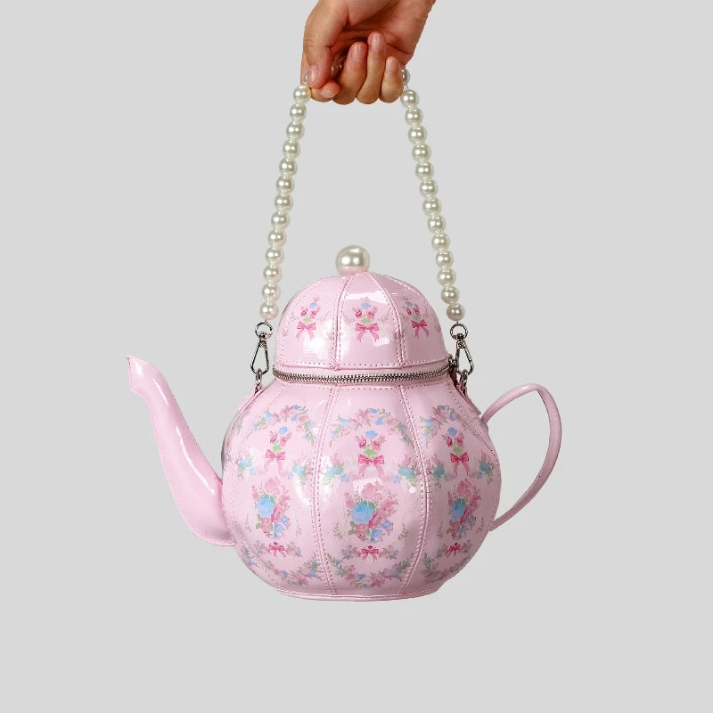 Sac Bandoulière Forme Théière avec Chaîne Perles – Sac À Main Femme