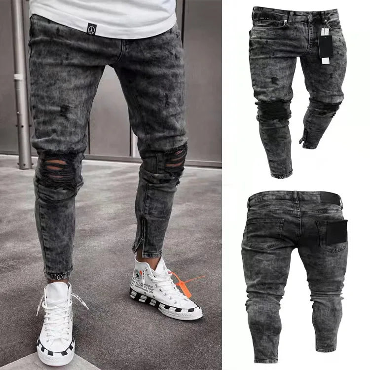 Jean Homme Skinny Pencil Taille Haute – Style Y2K Streetwear Vintage
