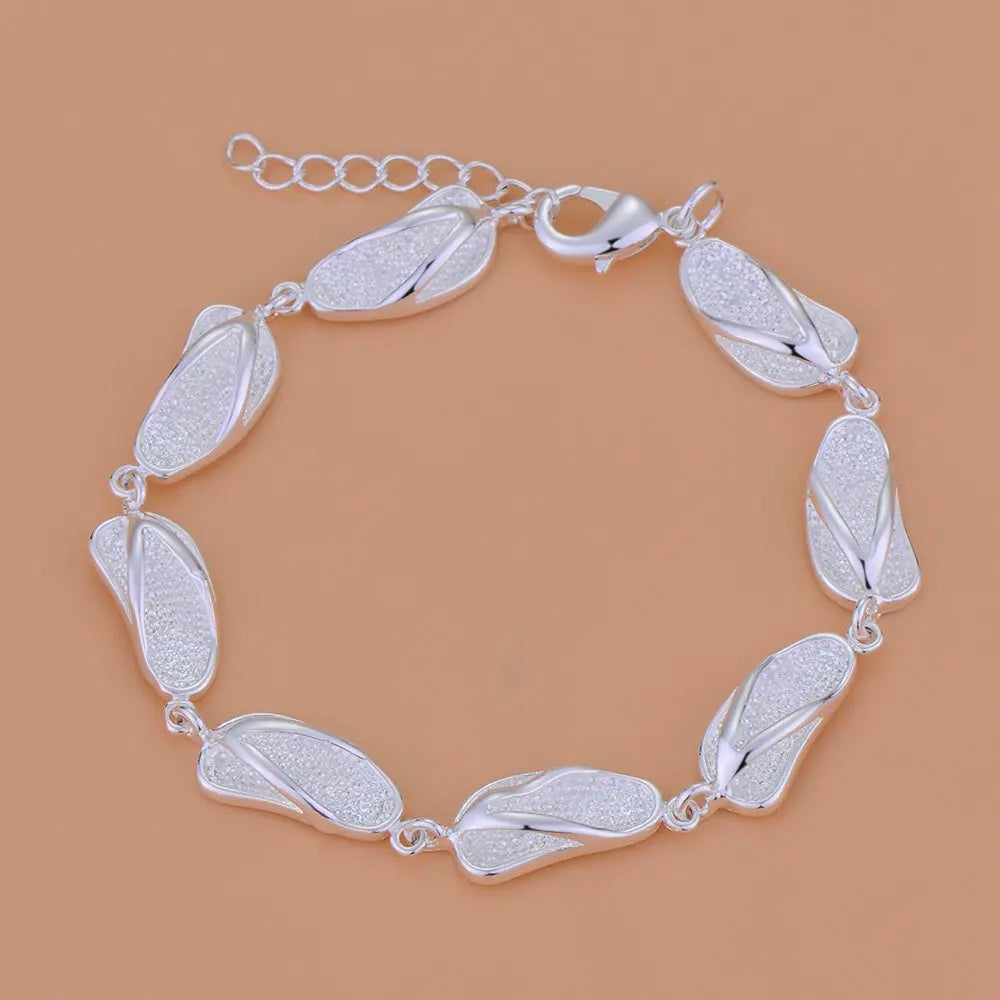 Bracelet Charm en Argent Sterling 925 – Chaîne Perlée Romantique pour Femme