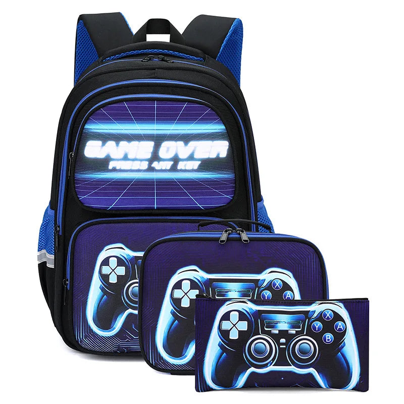 Set 3 Pièces Sac à Dos Console de Jeu – Nylon Imperméable | Ado Garçon & Fille | École & Loisirs