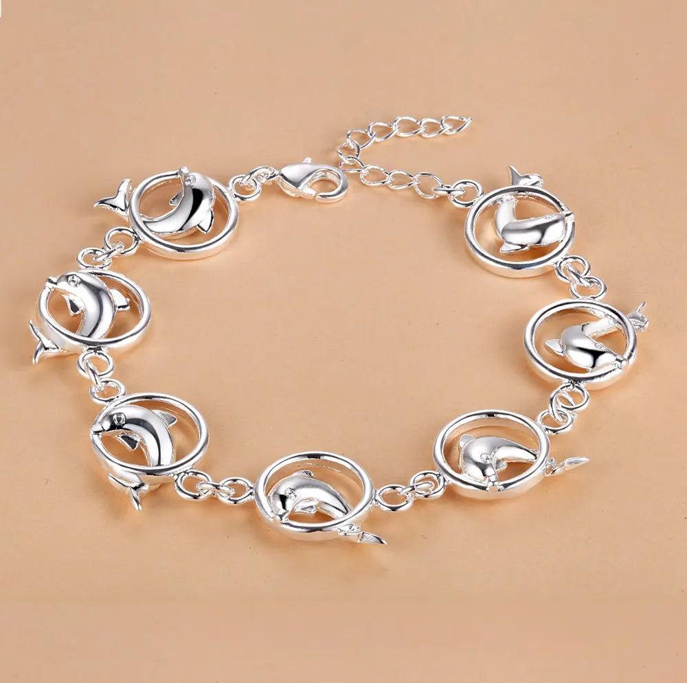 Bracelet Charm en Argent Sterling 925 – Chaîne Perlée Romantique pour Femme