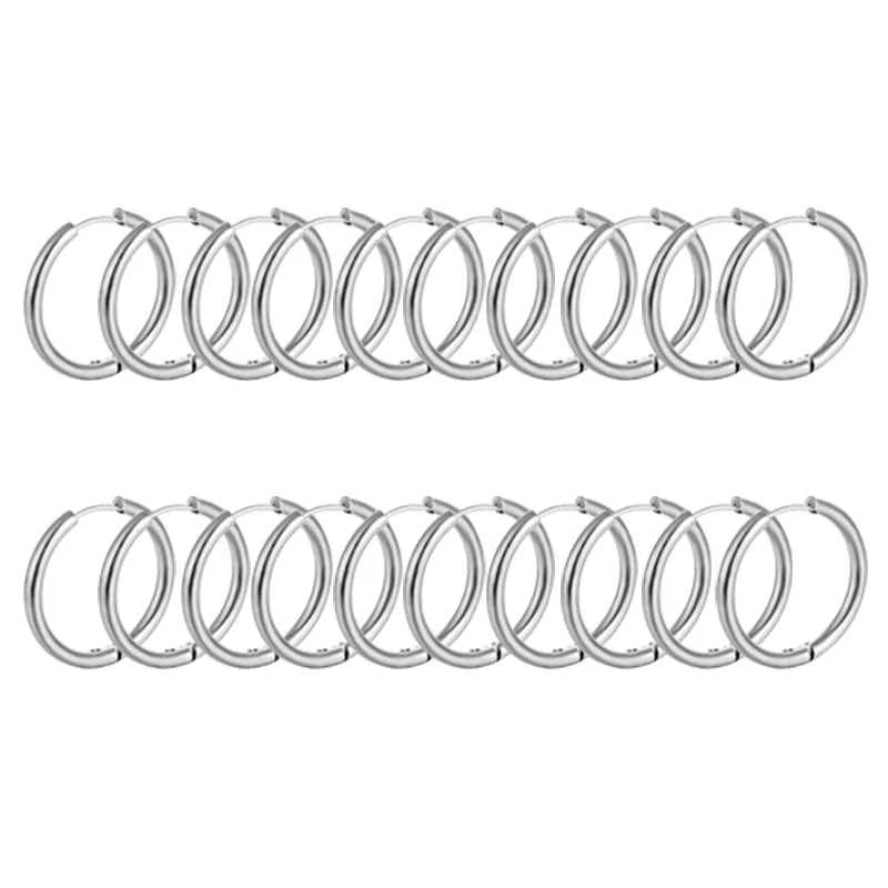 Lot de 10/20 Créoles Minimalistes en Acier Inoxydable 316L – Femme & Homme