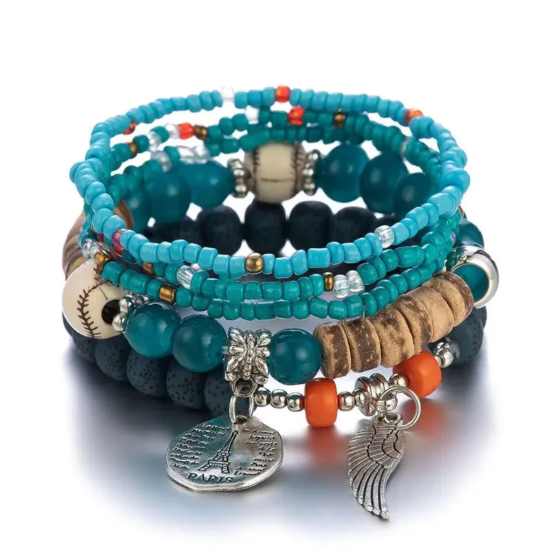 Set Bracelets Femme Bohème Arbre de Vie – Perles Bois & Glands