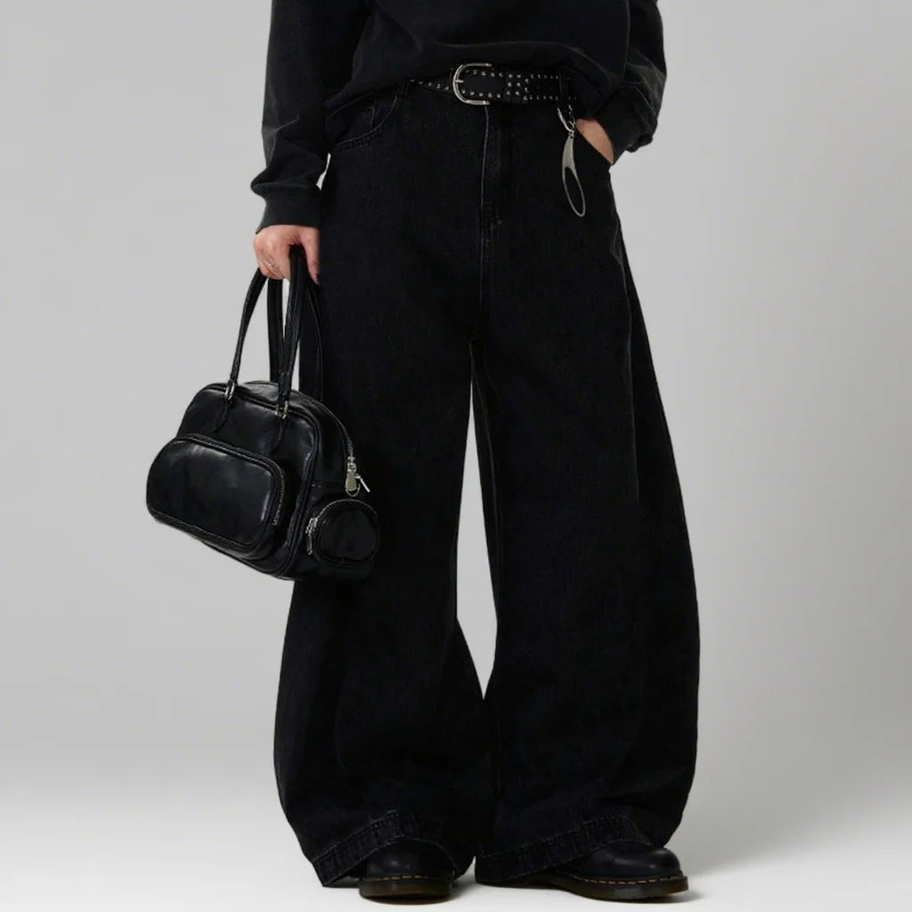Jean Baggy Wide Leg Homme Loose Punk Streetwear Coupe Courbe 5 Coloris XS-XXL