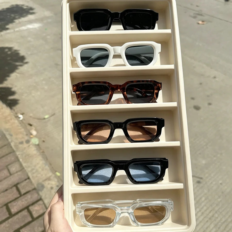 Lunettes de Soleil Rectangulaires Vintage – Style Rétro Mixte, à l'Unité ou Lot de 6