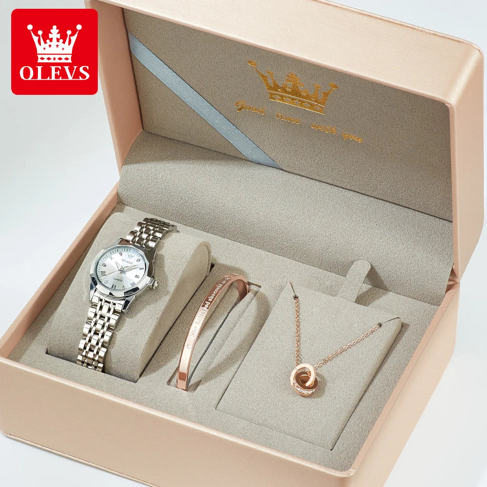 OLEVS 9931 Women's Watch Waterproof Luxury Diamond Quartz Watch For Women Roman Scale Calendar Luminous Elegant Woman Wristwatch