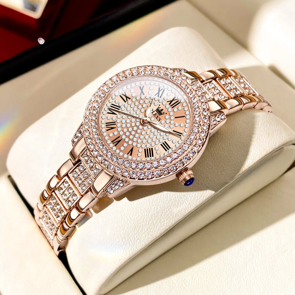 Montre Femme OLEVS 9943 – Cadran Romain Diamant Lumineux Quartz, Style Luxe & Mode