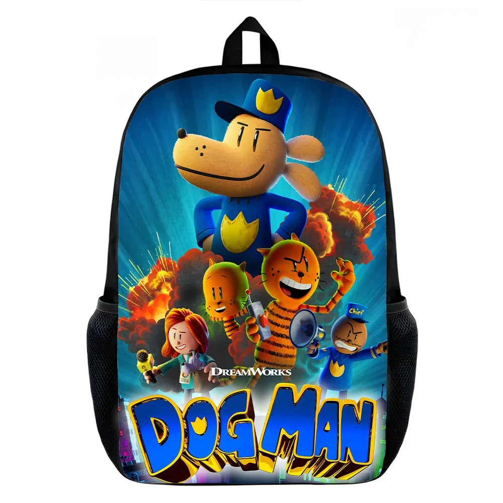 Dog Man Cartoon Backpack School Student Bags 40cm/15.7inch Zipper Book Bags Laptop Mochila Children's Birthday Gift