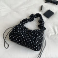 Versatile Polka Dot Underarm Bag Korean Style Large Capacity Drawstring Shoulder Bag Lightweight Clutch Purse