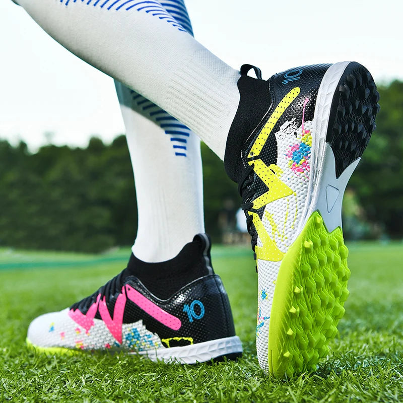 Unisex TF Soccer Shoes, Retro-inspired Design, Premium PU Leather, Durable Rubber Turf Outsole, Blends Style and Performance.
