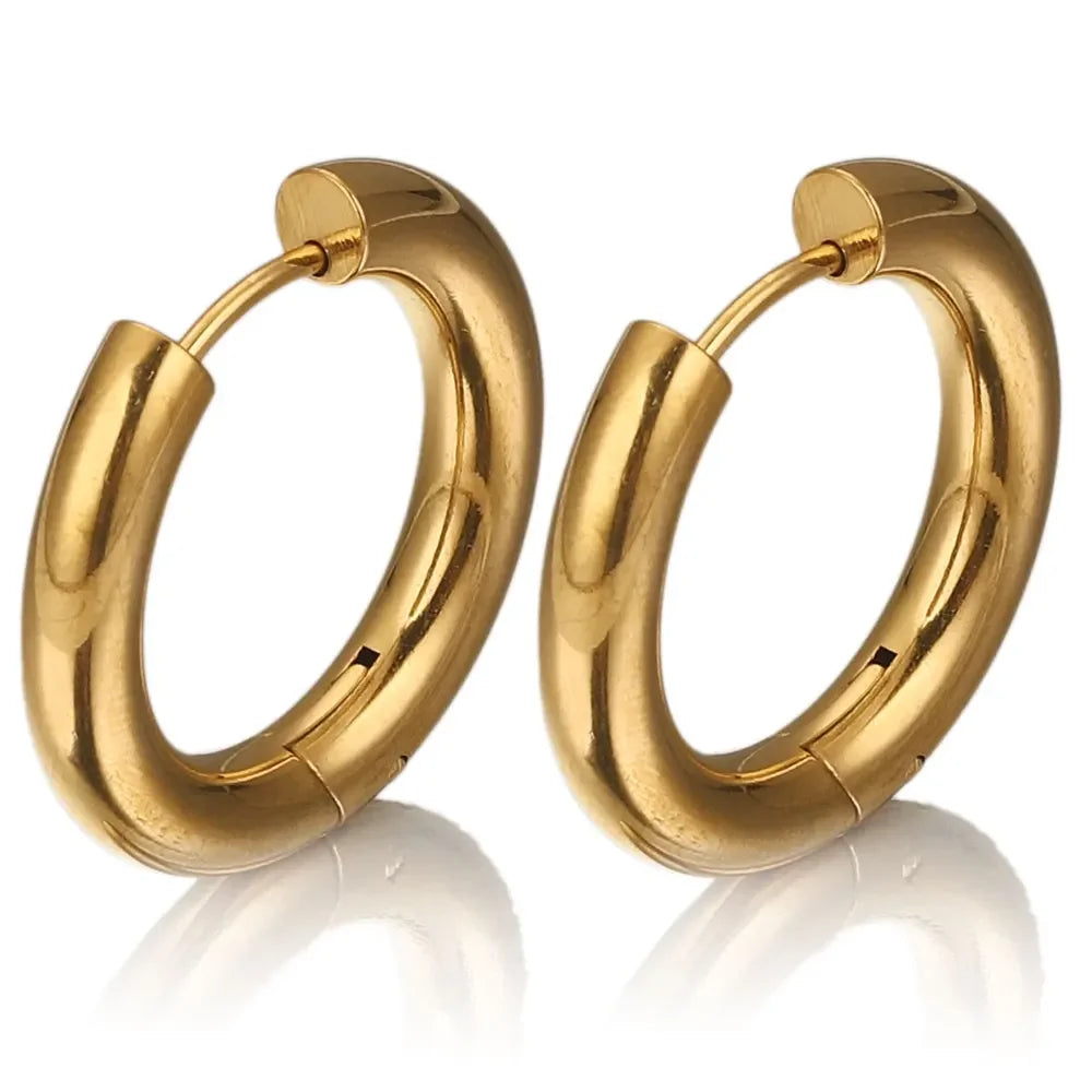Lot 6 Créoles Femme Acier Inoxydable Plaqué Or 24K – Style Coréen Luxe