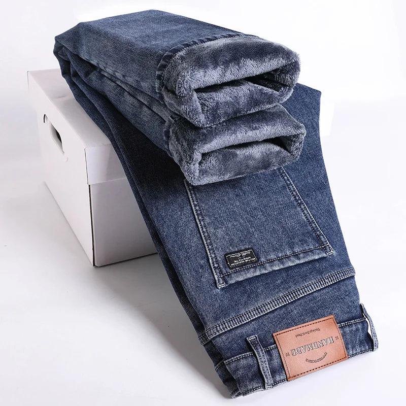 Jean Molletonné Homme Hiver – Coupe Droite Slim Chaud Polaire | 3 Coloris | Tailles 28-38