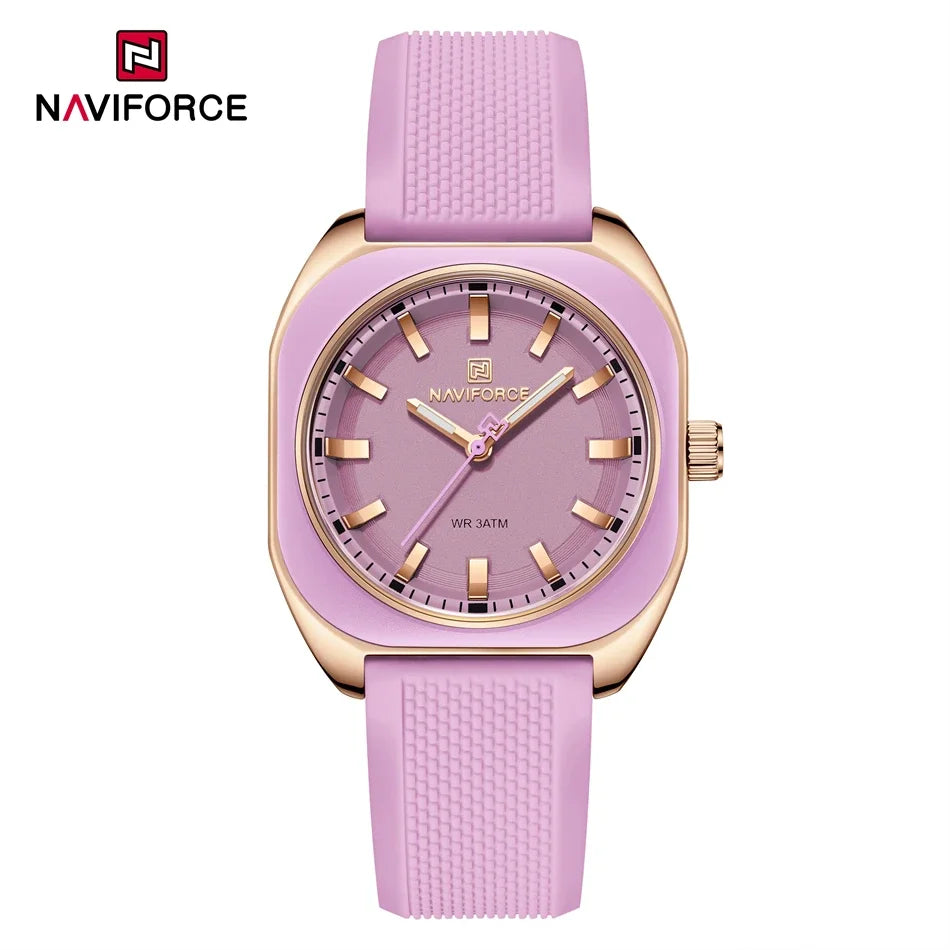 NAVIFORCE NF5061 – Montre Femme Élégante Quartz Silicone, Style Casual & Fashion